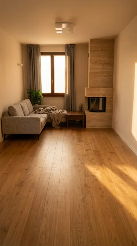 Un pezzo di pavimento libero in salotto, pronto per il futon